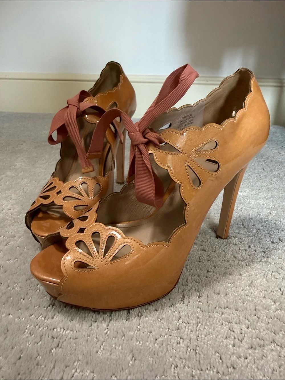 Women’s Joan & David Peep-Toe High Heels with Ribbon Tie